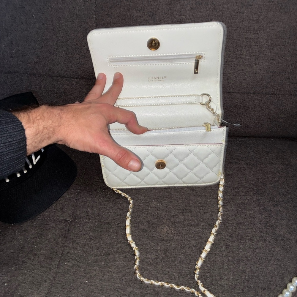 Ivory Quilted Crossbody Bag - Picture 3 of 14